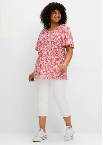 sheego Gro&szlig;e Gr&ouml;&szlig;en Tunika mit Bl&auml;tterprint, hummer-gemustert, Gr&ouml;&szlig;e 46 - Damen