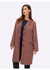 sheego Gro&szlig;e Gr&ouml;&szlig;en Wintermantel mit Karomuster, sand-kirsche-gemustert, Gr&ouml;&szlig;e 50 - Damen