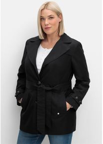 sheego Gro&szlig;e Gr&ouml;&szlig;en Trenchcoat in kurzer Form, wasserabweisend, schwarz, Gr&ouml;&szlig;e 48 - Damen