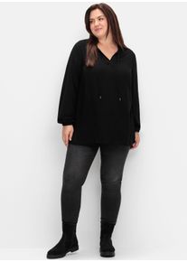 sheego Gro&szlig;e Gr&ouml;&szlig;en Tunika in Struktur-Qualit&auml;t, Viskose, schwarz, Gr&ouml;&szlig;e 50 - Damen