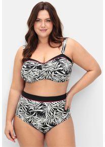 sheego Gro&szlig;e Gr&ouml;&szlig;en Bikini-Hose mit Bl&auml;tterprint und Shaping-Effekt, schwarz bedruckt, Gr&ouml;&szlig;e 52 - Damen
