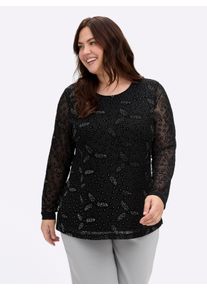 sheego by Joe Browns sheego Gro&szlig;e Gr&ouml;&szlig;en Shirt mit Glitzersteinchen, schwarz, Gr&ouml;&szlig;e 48/50 - Damen