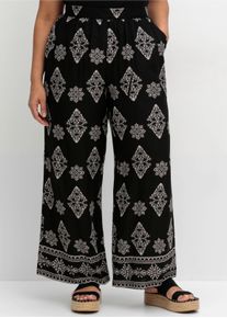 sheego by Joe Browns sheego Gro&szlig;e Gr&ouml;&szlig;en Schlupfhose mit weiter, gerader Beinform, schwarz-gemustert, Gr&ouml;&szlig;e 46 - Damen