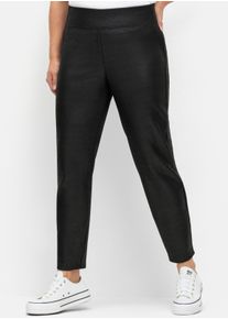 sheego Gro&szlig;e Gr&ouml;&szlig;en Leggings in Schimmer-Leder-Optik, schwarz, Gr&ouml;&szlig;e 46 - Damen