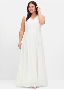sheego Gro&szlig;e Gr&ouml;&szlig;en Hochzeitskleid aus Georgette, mit Muschelsaum-Spitze, offwhite, Gr&ouml;&szlig;e 52 - Damen