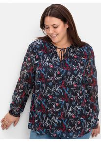 sheego Gro&szlig;e Gr&ouml;&szlig;en Tunika aus Chiffon, mit Alloverprint, tiefblau-gemustert, Gr&ouml;&szlig;e 56 - Damen