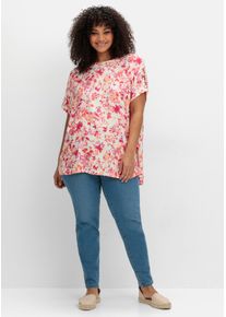 sheego Gro&szlig;e Gr&ouml;&szlig;en Tunika mit Cut-outs an den &Auml;rmeln, champagner-gemustert, Gr&ouml;&szlig;e 46 - Damen