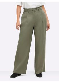 sheego Gro&szlig;e Gr&ouml;&szlig;en Paperbag-Hose aus Lyocell, khaki, Gr&ouml;&szlig;e 58 - Damen