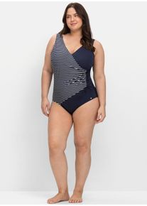 sheego Gro&szlig;e Gr&ouml;&szlig;en Badeanzug in Wickeloptik, marine, Gr&ouml;&szlig;e 52B - Damen