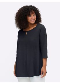 sheego Gro&szlig;e Gr&ouml;&szlig;en 3/4-Arm-Shirt mit Cut-out vorn, tiefblau, Gr&ouml;&szlig;e 52/54 - Damen