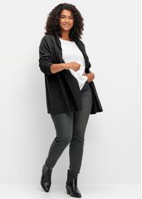 sheego by Joe Browns sheego Gro&szlig;e Gr&ouml;&szlig;en Kapuzenstrickjacke mit Knopf, anthrazit, Gr&ouml;&szlig;e 48/50 - Damen