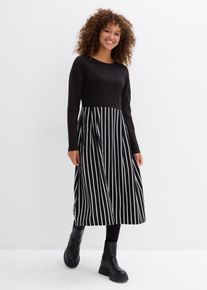 bonprix Baumwoll-Jerseykleid Midil&auml;nge, schwarz, Gr.40/42 (M), Kniebedeckendes Jerseykleid mit figurumspielendem Schnitt, aus 100% Baumwolle