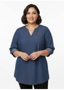 sheego Gro&szlig;e Gr&ouml;&szlig;en Jeanstunika mit Biesenverzierung, blue-bleached, Gr&ouml;&szlig;e 50 - Damen