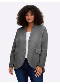 sheego Gro&szlig;e Gr&ouml;&szlig;en Sweatjacke in Oil-dyed-Optik, grau, Gr&ouml;&szlig;e 44 - Damen