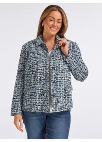 sheego Gro&szlig;e Gr&ouml;&szlig;en Boucl&eacute;-Blazer mit Glanzgarnen, mittelblau-royalblau-gemustert, Gr&ouml;&szlig;e 48 - Damen