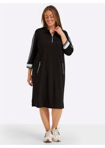 sheego Gro&szlig;e Gr&ouml;&szlig;en Polokleid im hochwertigen Modal-Mix, schwarz, Gr&ouml;&szlig;e 48 - Damen