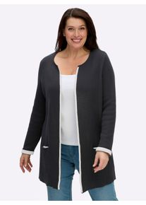 sheego Gro&szlig;e Gr&ouml;&szlig;en Strickjacke mit fixiertem &Auml;rmelaufschlag, schwarz-ecru, Gr&ouml;&szlig;e 46 - Damen