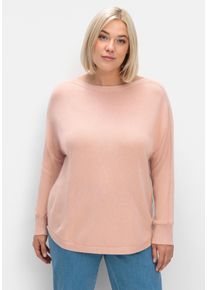 sheego Gro&szlig;e Gr&ouml;&szlig;en Langarm-Pullover in Jersey-Strick, puder, Gr&ouml;&szlig;e 52 - Damen