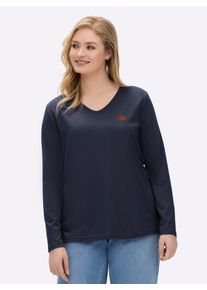 sheego Gro&szlig;e Gr&ouml;&szlig;en Langarmshirt, marine, Gr&ouml;&szlig;e 46 - Damen