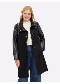 sheego by Joe Browns sheego Gro&szlig;e Gr&ouml;&szlig;en Kurzmantel im Biker-Stil, Materialmix, schwarz, Gr&ouml;&szlig;e 46 - Damen