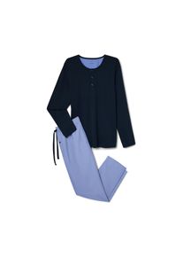 Tchibo - Pyjama mit gewebter Hose - Herren - Gr. S - dunkelblau
