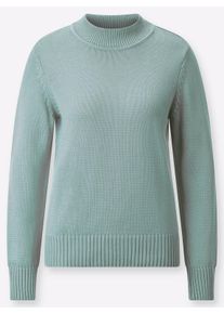 sheego Gro&szlig;e Gr&ouml;&szlig;en Stehkragenpullover mit Baumwolle, kalkmint, Gr&ouml;&szlig;e 54 - Damen
