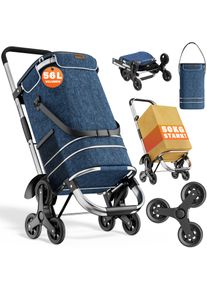 DeubaXXL DE Einkaufstrolley Treppensteiger Blau 109122