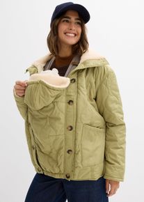 bonprix 3-in-1 Leichte Umstandsjacke mit Teddyfutter und Trageeinsatz, gr&uuml;n, Gr.44, &Uuml;bergangsjacke f&uuml;r die Schwangerschaft und danach