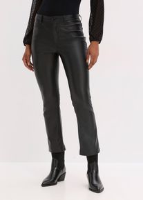 bonprix Lederimitat-Hose, schwarz, Gr.48, 7/8 Hose mit leicht ausgestelltem Bein mit Taschen