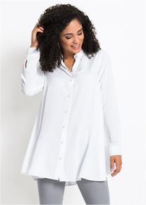 bonprix Bluse aus reiner Viskose, wei&szlig;, Gr.36, Figurumspielende Bluse in Long-Form mit Perlenverzierungen