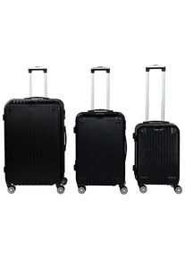 Novel Reisekofferset, Schwarz, Metall, Kunststoff, Textil, 3-teilig, 30x76x49 cm, Bsci, Zahlenschloss, 360&deg;-Rollensystem, Tragehenkel, Netzfach, Freizeit, Koffer & Taschen, Reisekoffer-Sets