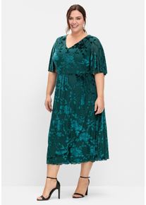 sheego Gro&szlig;e Gr&ouml;&szlig;en Cocktailkleid mit Ausbrenner-Muster, petrol-bedruckt, Gr&ouml;&szlig;e 52 - Damen