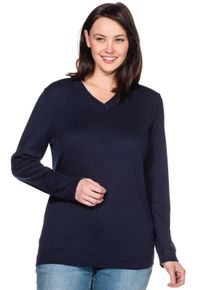 sheego Gro&szlig;e Gr&ouml;&szlig;en Feinstrickpullover mit V-Ausschnitt, marine, Gr&ouml;&szlig;e 44/46 - Damen