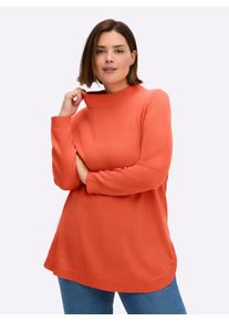 sheego Gro&szlig;e Gr&ouml;&szlig;en Pullover mit abgerundetem Saum, orange, Gr&ouml;&szlig;e 46 - Damen