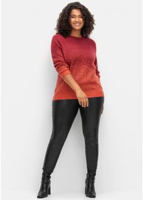 sheego Gro&szlig;e Gr&ouml;&szlig;en Jacquardpullover aus Jacquard-Strick, dunkelrot-gemustert, Gr&ouml;&szlig;e 46 - Damen