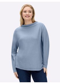 sheego Gro&szlig;e Gr&ouml;&szlig;en Langarm-Pullover aus reiner Baumwolle, bleu, Gr&ouml;&szlig;e 54 - Damen