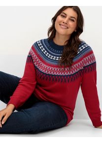 sheego Gro&szlig;e Gr&ouml;&szlig;en Norwegerpullover aus reiner Baumwolle, kirsche-nachtblau-gemustert, Gr&ouml;&szlig;e 46 - Damen