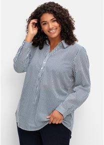 sheego Gro&szlig;e Gr&ouml;&szlig;en Gestreifte Bluse in Tunikaform, marine-gestreift, Gr&ouml;&szlig;e 54 - Damen