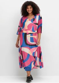 sheego Gro&szlig;e Gr&ouml;&szlig;en Maxikleid im Lagenlook, pink-gemustert, Gr&ouml;&szlig;e 52 - Damen