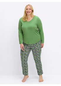 w&auml;schepur sheego Gro&szlig;e Gr&ouml;&szlig;en Schlafanzug mit gemusterter Hose, apfel-schwarz-kariert, Gr&ouml;&szlig;e 48/50 - Damen