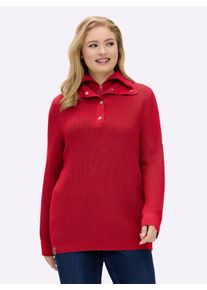 sheego Gro&szlig;e Gr&ouml;&szlig;en Strickpullover mit Troyerkragen, rot, Gr&ouml;&szlig;e 46 - Damen