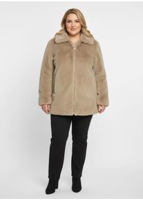 sheego Gro&szlig;e Gr&ouml;&szlig;en Fellimitatjacke mit Umlegekragen, beige, Gr&ouml;&szlig;e 50 - Damen
