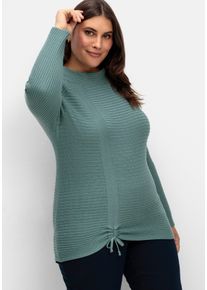 sheego Gro&szlig;e Gr&ouml;&szlig;en Langarm-Pullover mit Raffung am Saum, jade, Gr&ouml;&szlig;e 52 - Damen