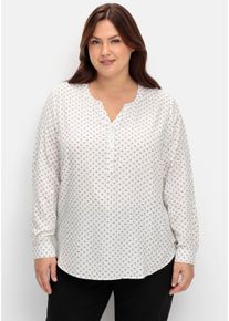 sheego Gro&szlig;e Gr&ouml;&szlig;en Schlupf-Bluse mit Minimal-Muster, wei&szlig;-marine-bedruckt, Gr&ouml;&szlig;e 52 - Damen
