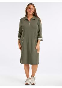 sheego Gro&szlig;e Gr&ouml;&szlig;en Polokleid im hochwertigen Modal-Mix, khaki-wei&szlig;, Gr&ouml;&szlig;e 48 - Damen