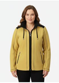 sheego Gro&szlig;e Gr&ouml;&szlig;en Fleecejacke mit Kontraststreifen, mais-schwarz, Gr&ouml;&szlig;e 46 - Damen