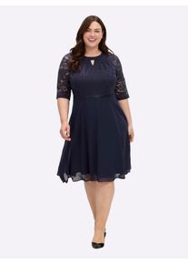 sheego Gro&szlig;e Gr&ouml;&szlig;en Spitzenkleid mit weitem Rockteil, marine, Gr&ouml;&szlig;e 54 - Damen