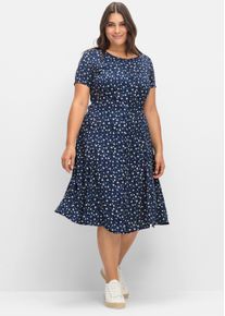 sheego Gro&szlig;e Gr&ouml;&szlig;en Sommerkleid mit Bindeb&auml;ndern, figurumspielend, marine-gebl&uuml;mt, Gr&ouml;&szlig;e 24 - Damen