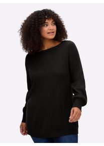 sheego Gro&szlig;e Gr&ouml;&szlig;en Pullover mit U-Boot-Ausschnitt, schwarz, Gr&ouml;&szlig;e 48/50 - Damen