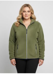 sheego Gro&szlig;e Gr&ouml;&szlig;en Fleecejacke mit Rei&szlig;verschluss-Taschen, schilf, Gr&ouml;&szlig;e 52 - Damen